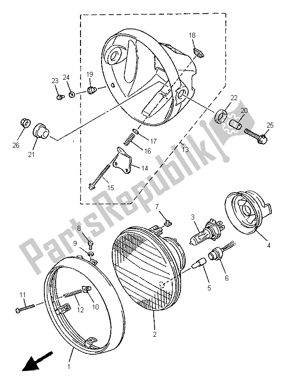 Wszystkie części do Reflektor Yamaha XJR 1200 SP 1997