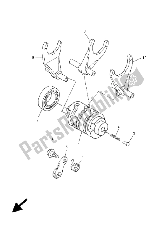 All parts for the Shift Cam & Fork of the Yamaha WR 450F 2005