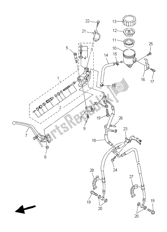 Todas las partes para Cilindro Maestro Delantero de Yamaha YZF R1 1000 2006
