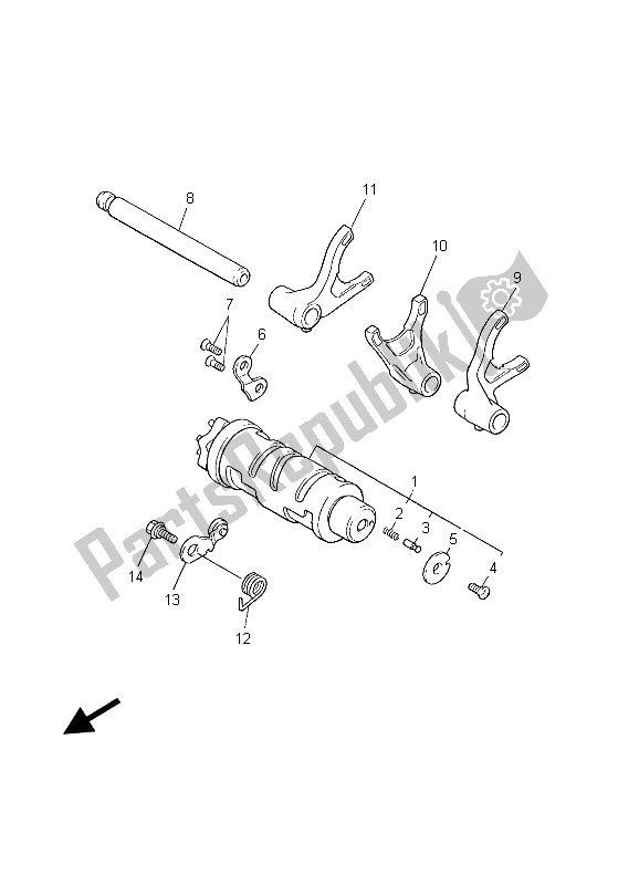 All parts for the Shift Cam & Fork of the Yamaha XJR 1300 2003