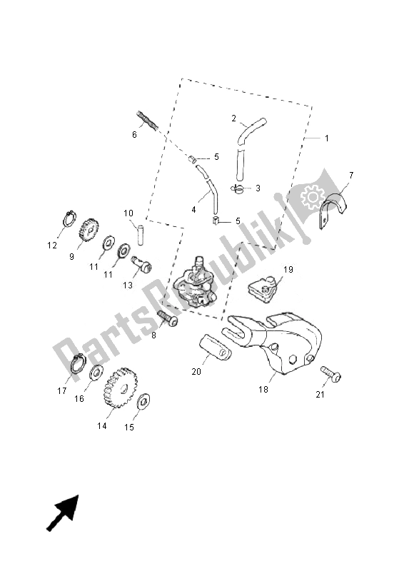 All parts for the Oil Pump of the Yamaha TZR 50 2007