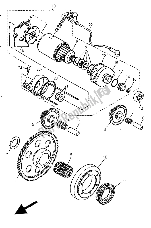 All parts for the Starter of the Yamaha TT 600E 1996
