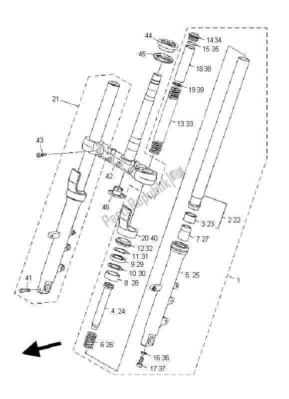Tutte le parti per il Forcella Anteriore del Yamaha XJ6 SA 600 2011