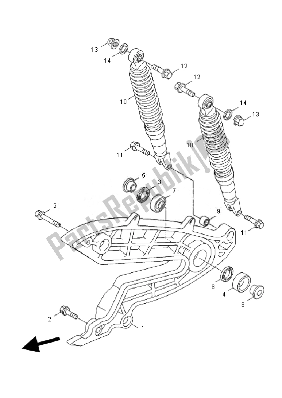 Todas as partes de Braço Traseiro E Suspensão do Yamaha YW 125 BWS 2010