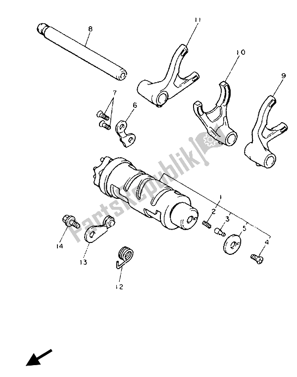 All parts for the Shift Cam & Fork of the Yamaha FJ 1200 1986