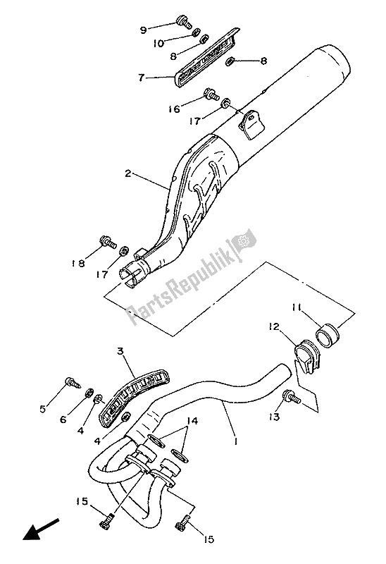 All parts for the Exhaust of the Yamaha XT 350 1987