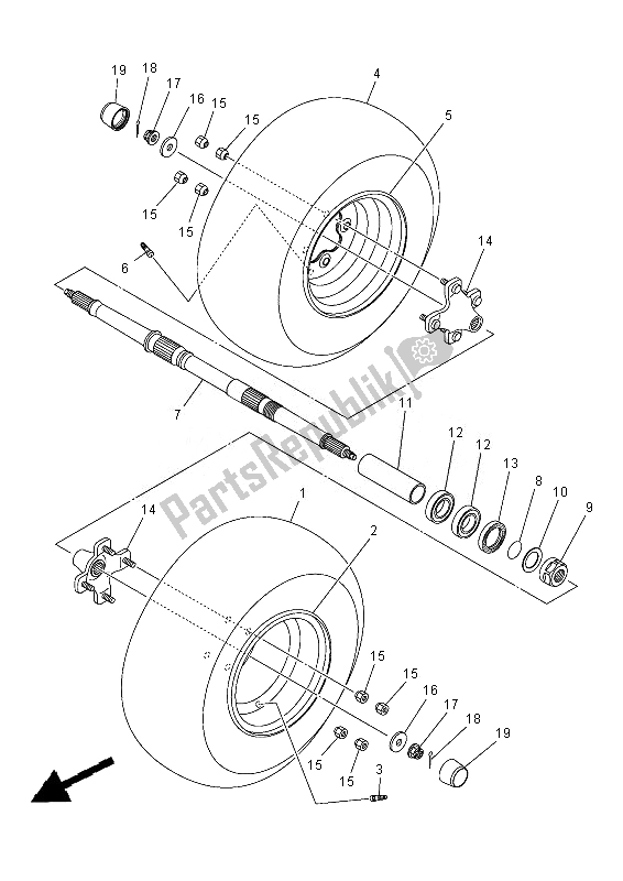 Toutes les pièces pour le Roue Arrière du Yamaha YFM 300F Grizzly 2X4 2013