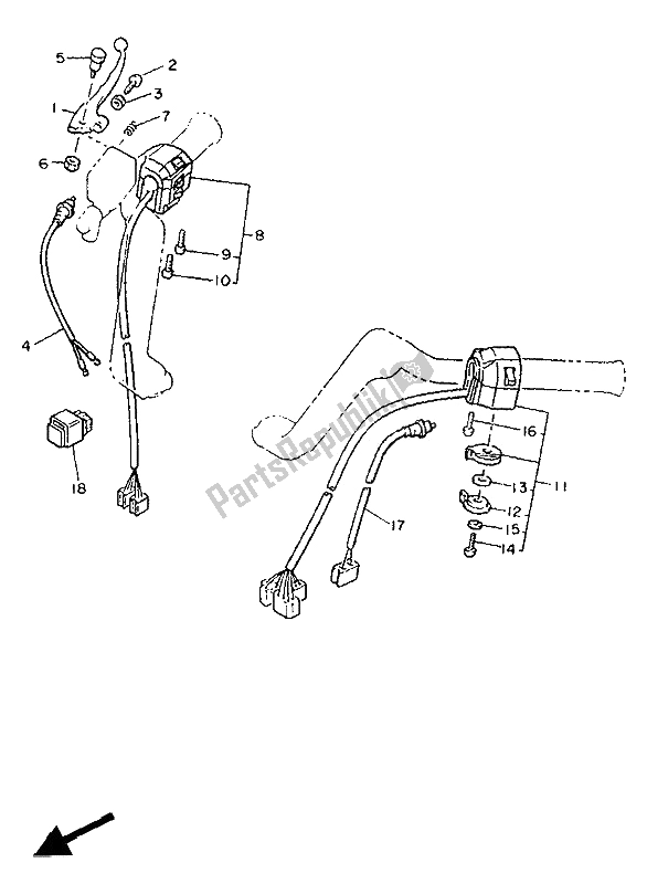 All parts for the Handle Switch & Lever of the Yamaha XVZ 13 TD Venture Royal 1300 1989