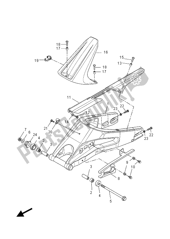 Toutes les pièces pour le Bras Arrière du Yamaha YZF R 125 2012