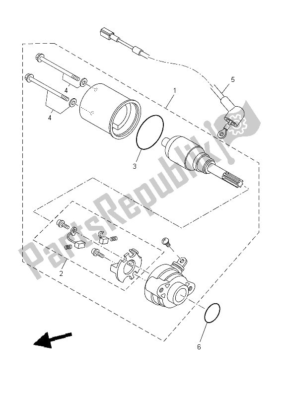 All parts for the Starting Motor of the Yamaha YZF R 125 2009