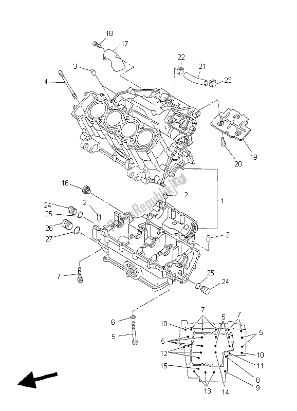 Todas as partes de Bloco Do Motor do Yamaha FZS 1000 S Fazer 2004