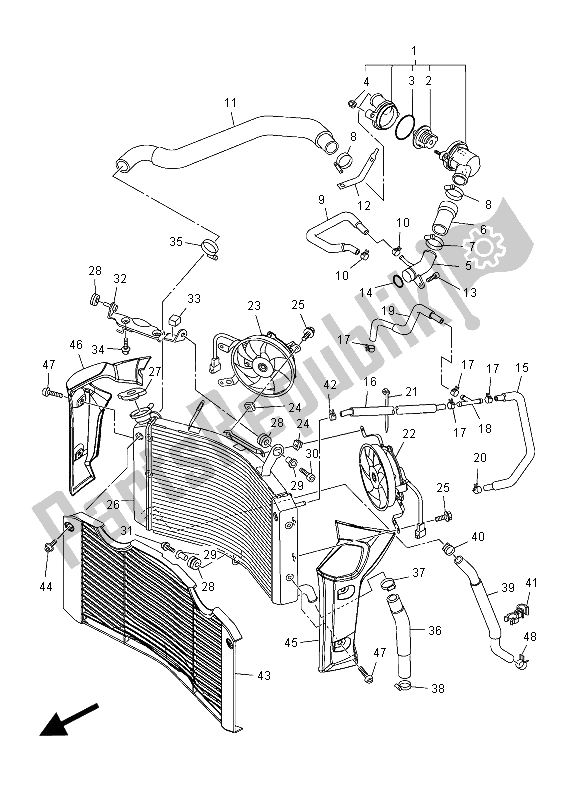 All parts for the Radiator & Hose of the Yamaha FZ1 N 1000 2012