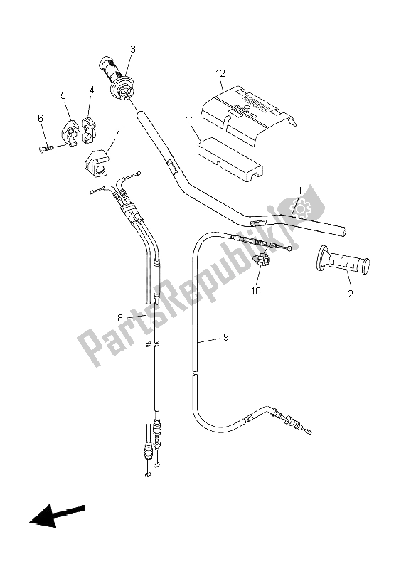 All parts for the Steering Handle & Cable of the Yamaha WR 450F 2009