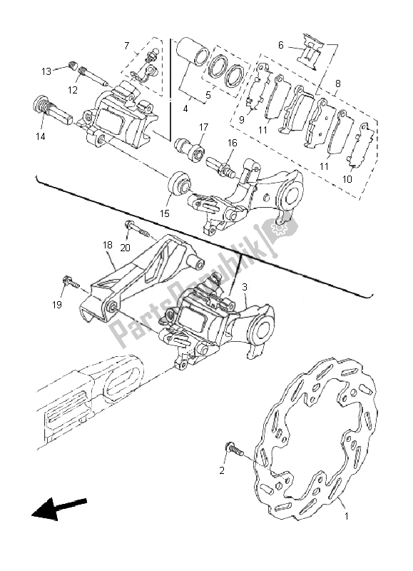 Tutte le parti per il Pinza Freno Posteriore del Yamaha WR 250X 2010