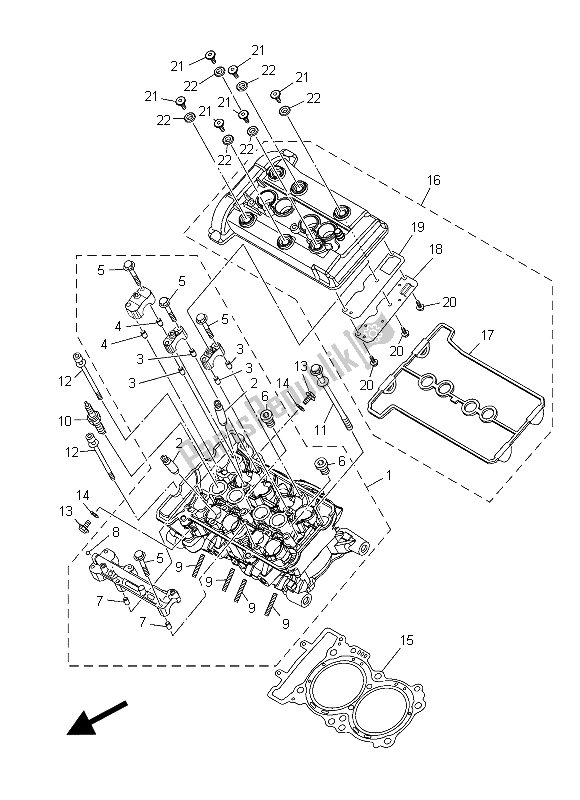 All parts for the Cylinder Head of the Yamaha XT 1200Z 2015