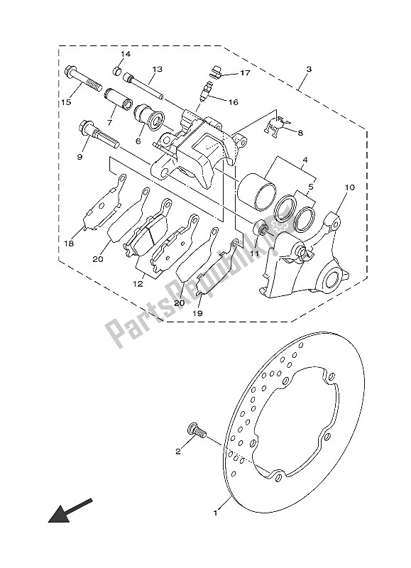 Toutes les pièces pour le étrier De Frein Arrière du Yamaha MT 09 900 2016