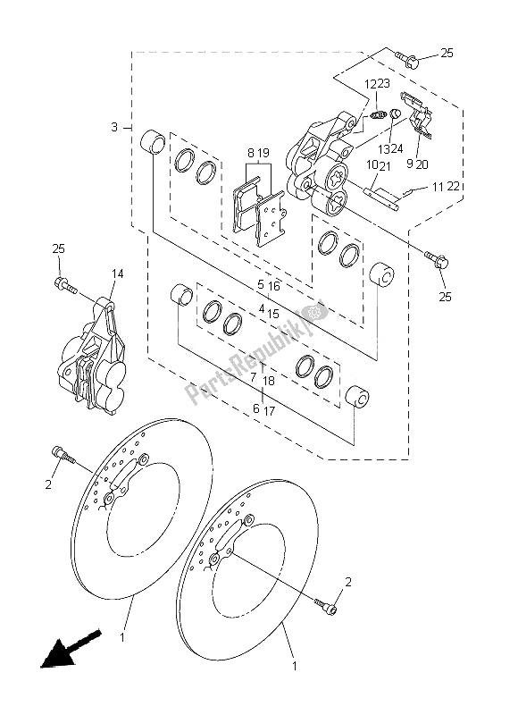 Alle onderdelen voor de Remklauw Voor van de Yamaha FZ8 N 800 2014