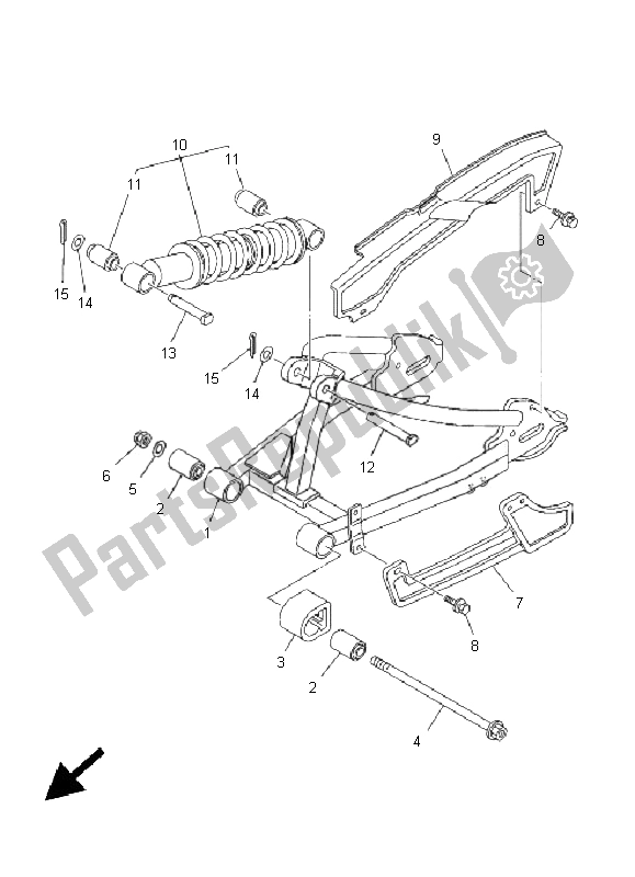 Toutes les pièces pour le Bras Arrière Et Suspension du Yamaha TT R 90E 2005