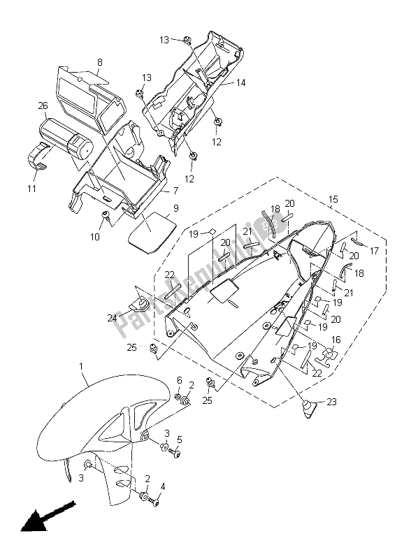 All parts for the Fender of the Yamaha YZF R1 1000 2012