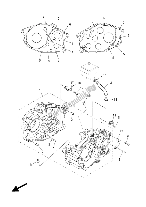 All parts for the Crankcase of the Yamaha XT 660 ZA Tenere 2015