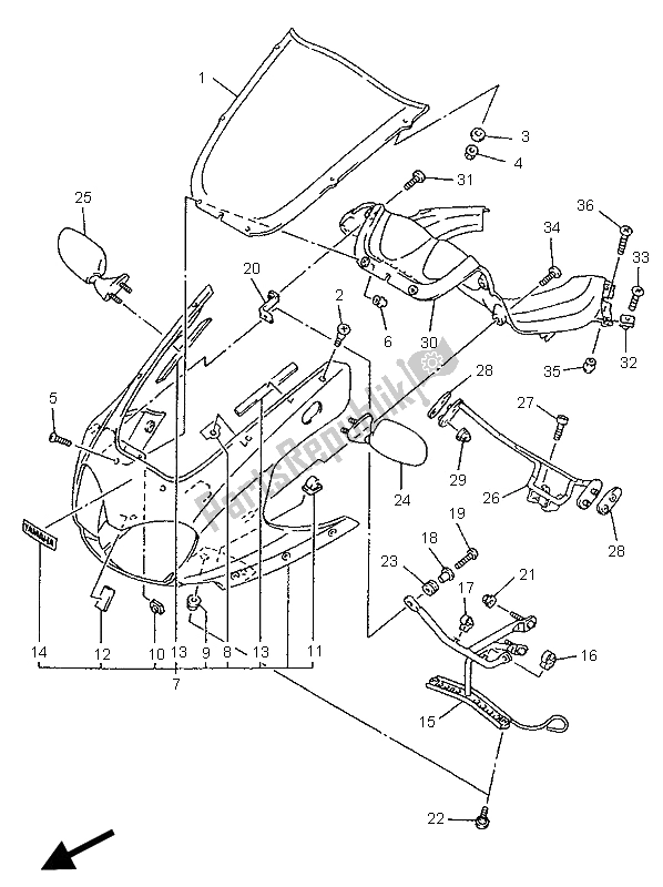 Todas las partes para Carenado 1 de Yamaha YZF 1000R Thunderace 1996