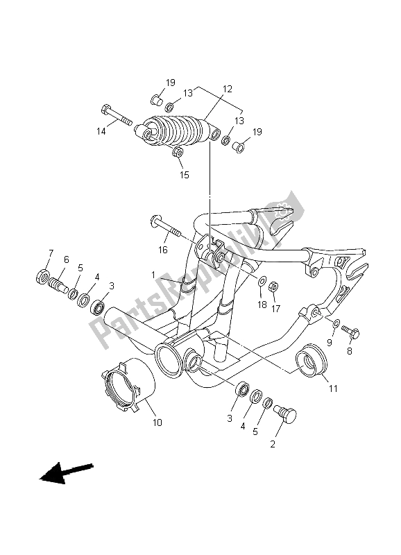 All parts for the Rear Arm & Suspension of the Yamaha XVS 650A Dragstar Classic 2004