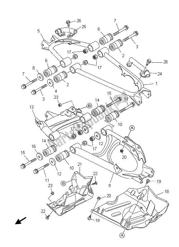 Todas las partes para Brazo Trasero de Yamaha YFM 550 FGD Grizzly 4X4 2013