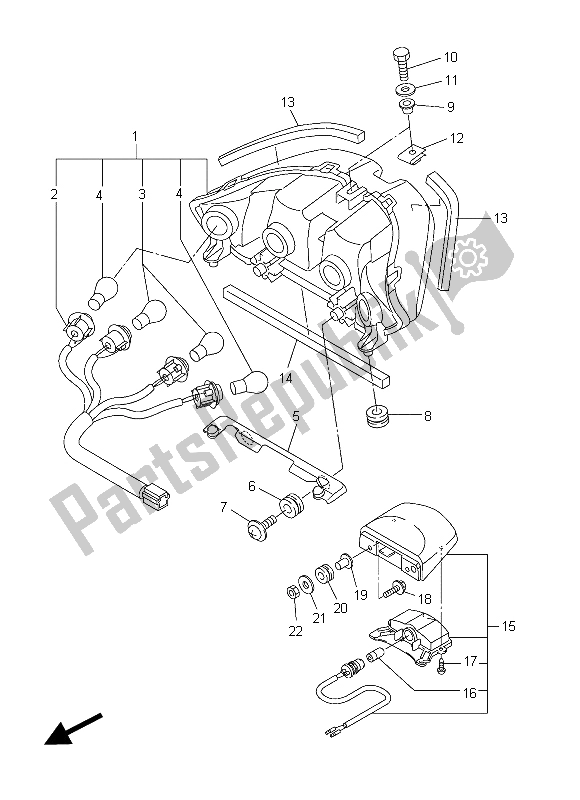 All parts for the Taillight of the Yamaha FJR 1300 AS 2015