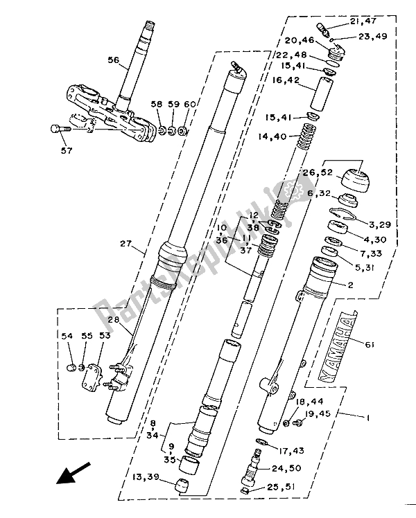 Tutte le parti per il Forcella Anteriore del Yamaha YZ 250 1986