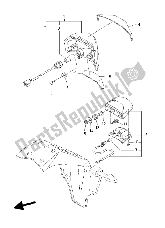 All parts for the Taillight of the Yamaha FZ1 NA Fazer 1000 2009