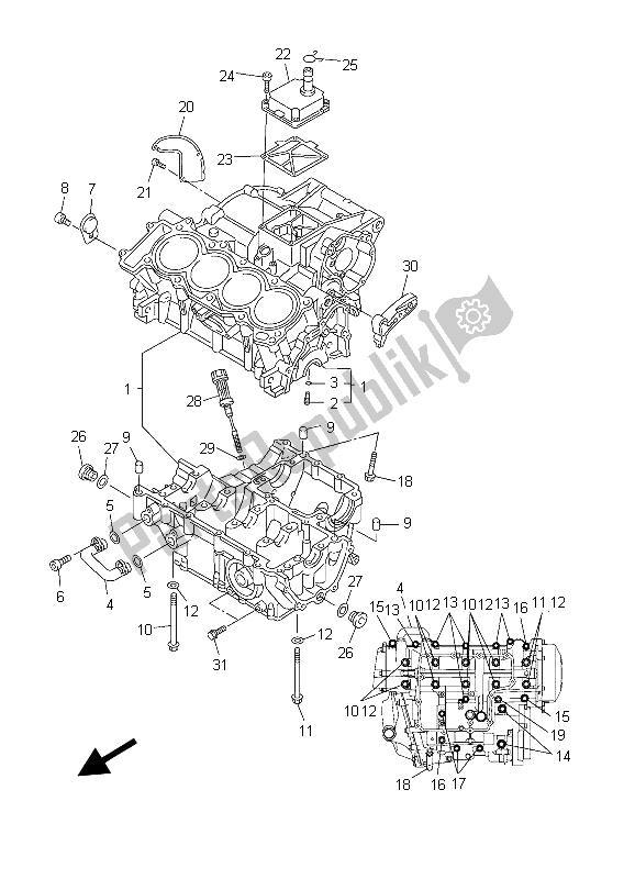 Todas as partes de Bloco Do Motor do Yamaha YZF R6 600 2003