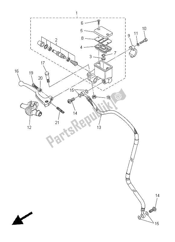 All parts for the Front Master Cylinder of the Yamaha WR 250X 2014