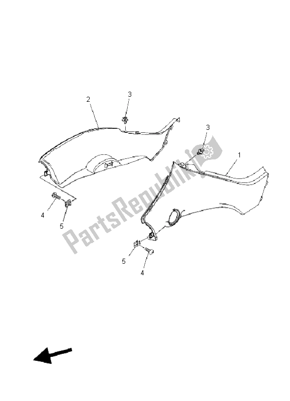 All parts for the Side Cover of the Yamaha YFM 350R 2008