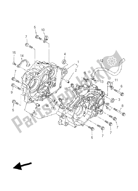 All parts for the Crankcase of the Yamaha YFM 660R 2002