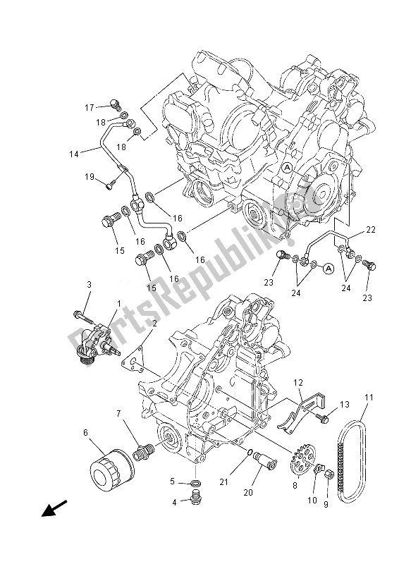 All parts for the Oil Pump of the Yamaha YFM 550 Fgpled Grizzly 4X4 Yamaha Black 2013