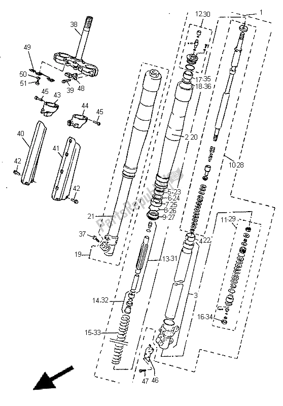 Todas las partes para Tenedor Frontal de Yamaha TT 600E 1996