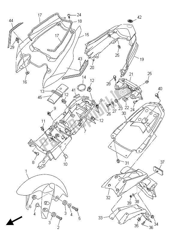 Alle onderdelen voor de Spatbord van de Yamaha FZ8 N 800 2015