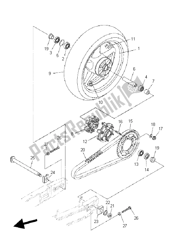 All parts for the Rear Wheel of the Yamaha FZ6 SHG Fazer 600 2008