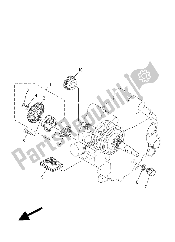 All parts for the Oil Pump of the Yamaha TT R 50E 2012