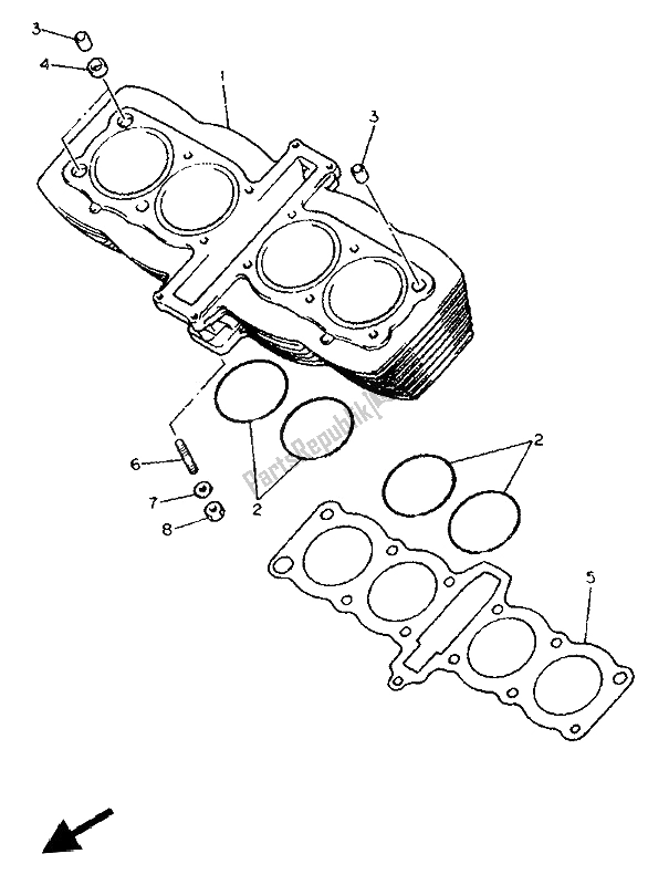 All parts for the Cylinder of the Yamaha XJ 600S Diversion 1992