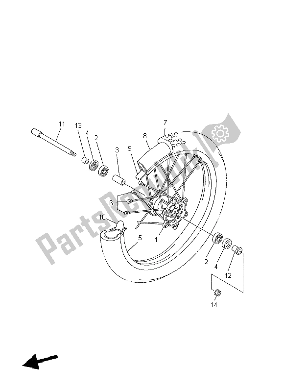 All parts for the Front Wheel of the Yamaha YZ 250F 2006