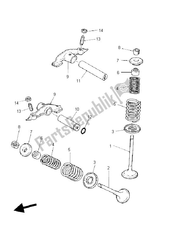 All parts for the Valve of the Yamaha YFM 250 Bear Tracker 2X4 2004