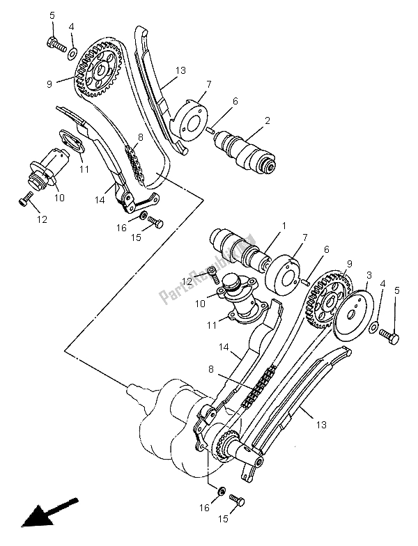 Tutte le parti per il Albero A Camme E Catena del Yamaha XV 535 Virago 1999