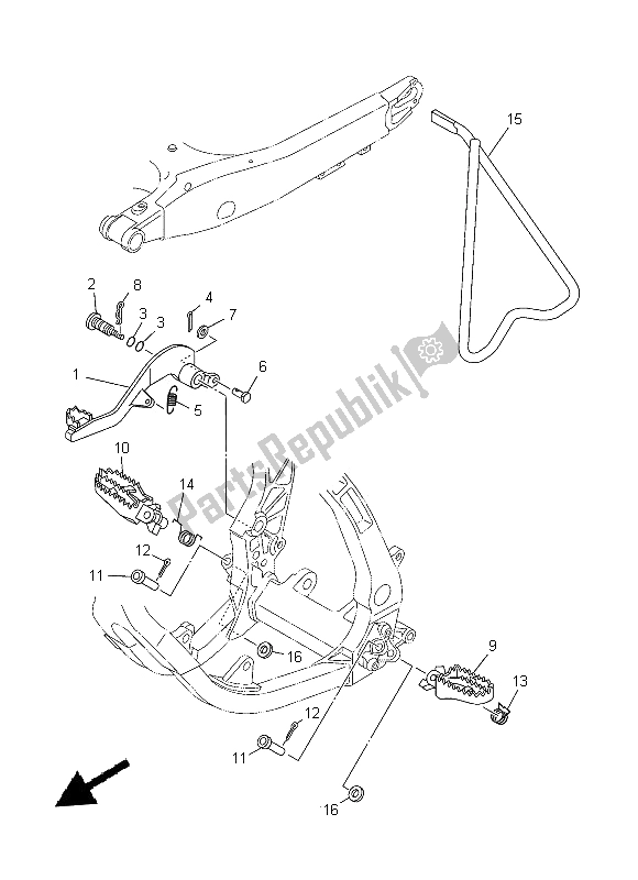 Alle onderdelen voor de Standaard & Voetensteun van de Yamaha YZ 250 2014