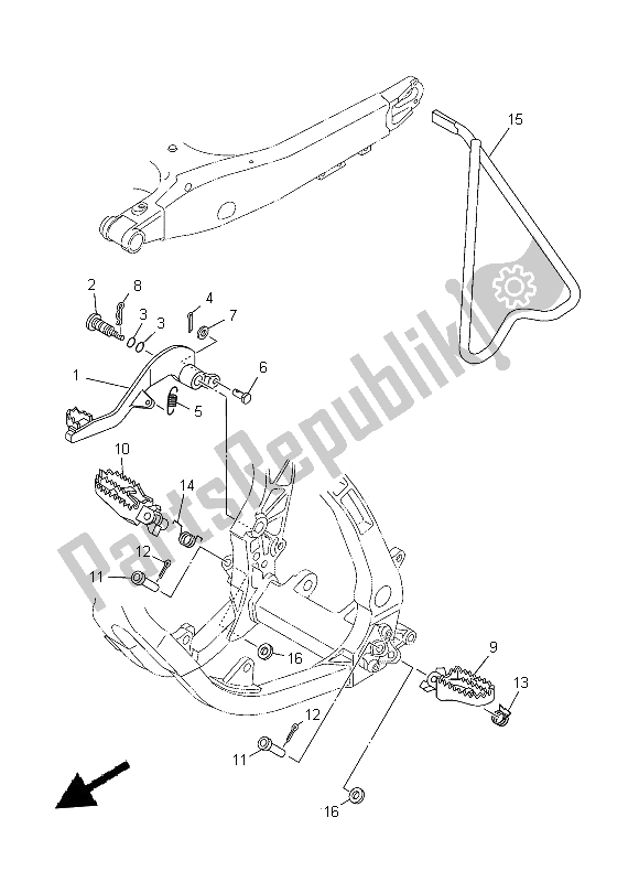 All parts for the Stand & Footrest of the Yamaha YZ 250 2014