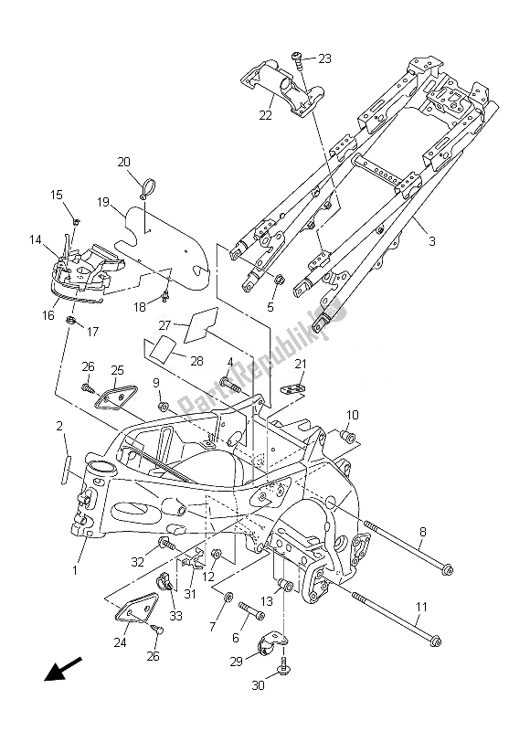 Tutte le parti per il Telaio del Yamaha FZ8 SA 800 2013