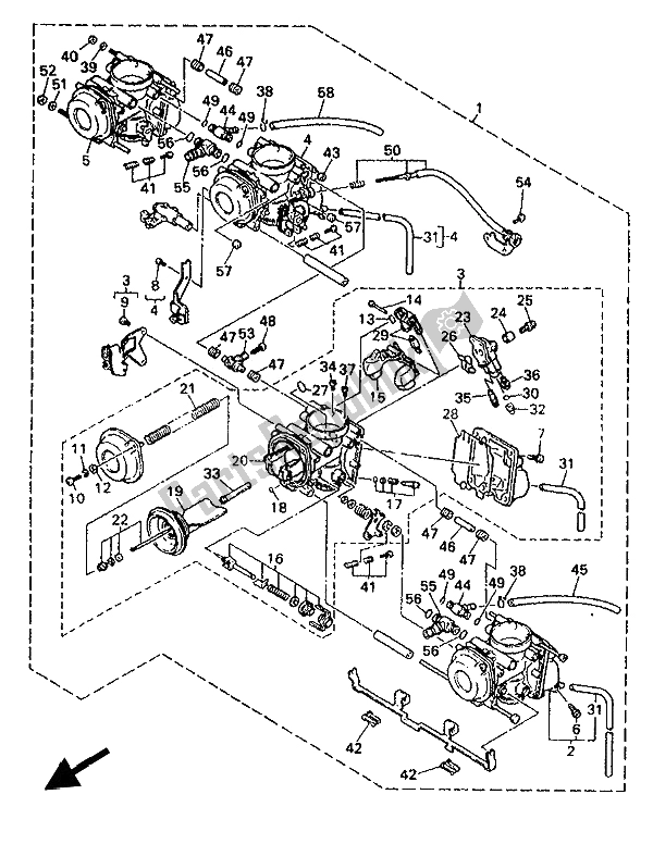 Alle onderdelen voor de Plaatsvervanger (carburateur) van de Yamaha YZF 750R 1993