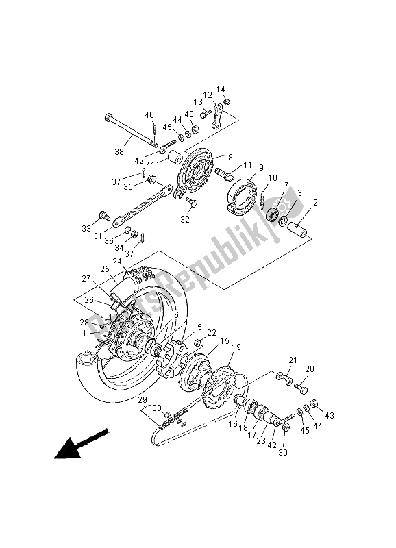 Todas as partes de Roda Traseira do Yamaha PW 80 2000