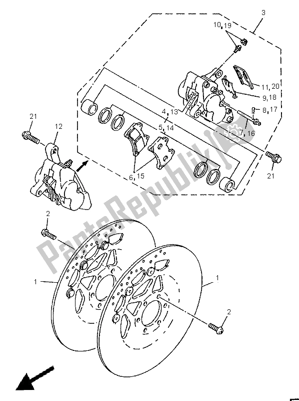 Tutte le parti per il Pinza Freno Anteriore del Yamaha TDM 850 1995