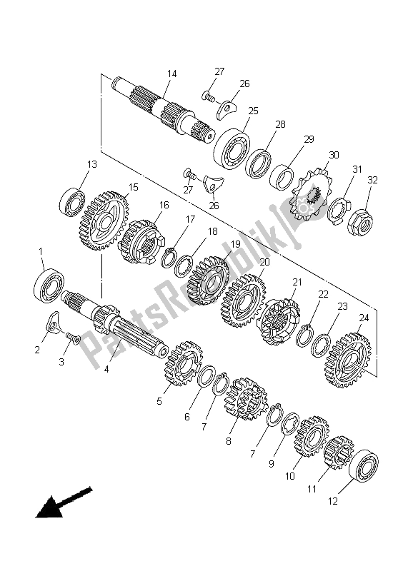 All parts for the Transmission of the Yamaha YZ 125 2012